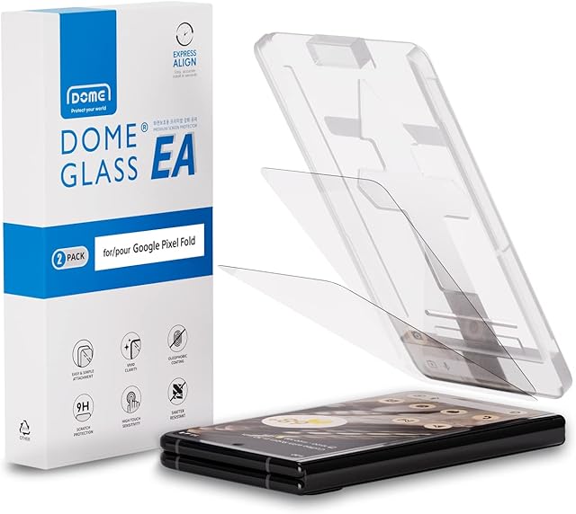Whitestone EA Glass Google Pixel Fold Screen Protector EA Full Coverage Tempered Glass Shield [Easy Install] by Whitestone for Google Pixel Fold - Two Pack