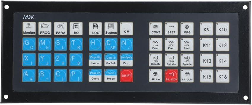 CNC Controller Expansion Keyboard Panel, CNC Controller System, Aluminum Alloy CNC Control Panel with Cable for 3 4 5 Axes, Compatible with DDCS Expert M350 Model, Clear Key