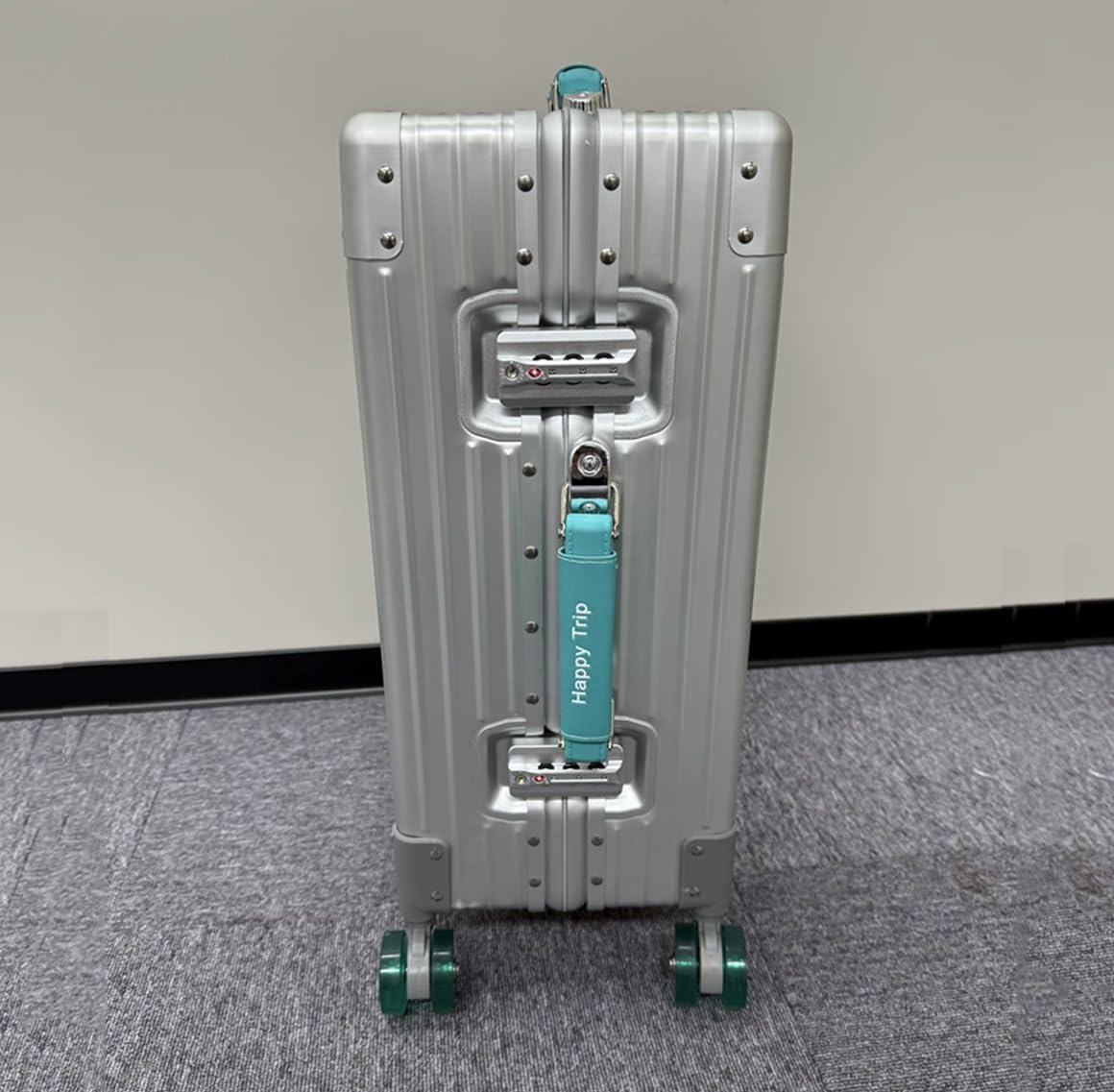 Aoun Maleta rígida de aleación de magnesio de aluminio, maleta rígida con bloqueo de ruedas, maleta rígida de metal a cuadros para viajes de negocios, Plata-b, 20 inch, moderno