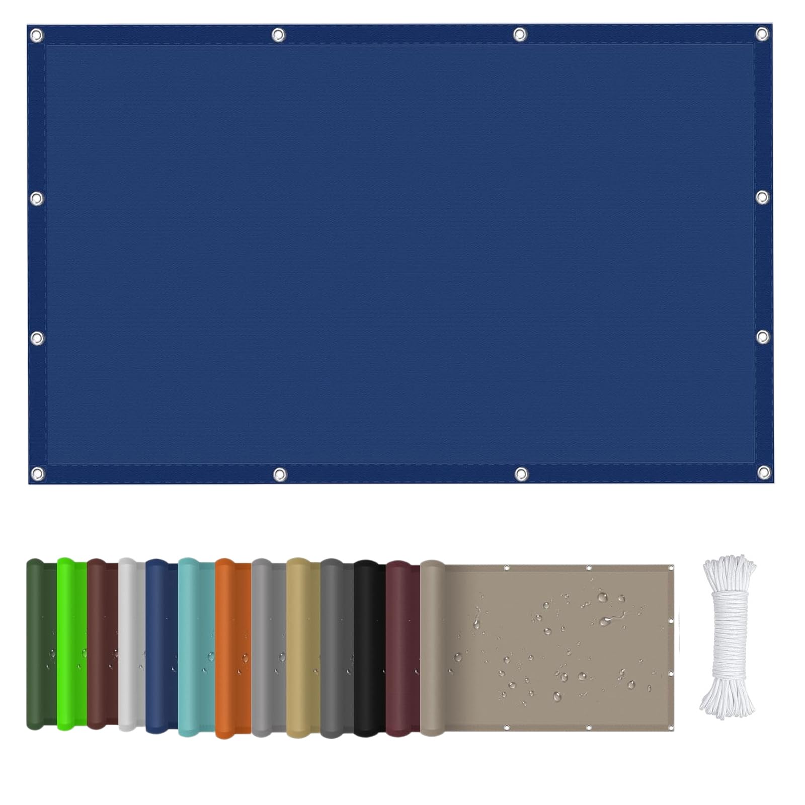 Voiles Ombrages Rectangulaire 530 x 540 cm 98% UV Protection PES Résistant à l'eau Rectangulaire Protection Solaire Durable Filet Solaire pour Patio Jardin, Bleu Foncé