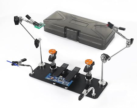 Magnetic Helping Hands Clamp Metal, Adjustable Third Hand Soldering Holder Stand For Small Electronics, Hobby DIY, Craft, PCB Repair, Precise Work, Exclusive Dual-Head Ultra-Grip Yellowblack, long