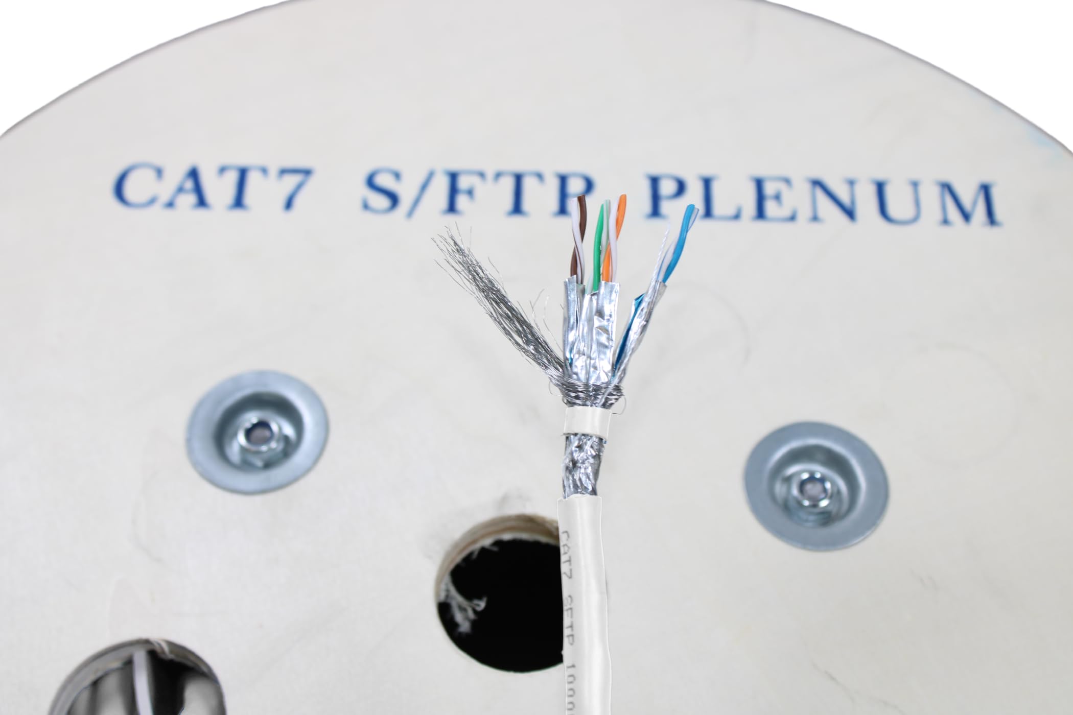 TS Cables Câble plénum CAT7 304,8 m | 23AWG S/FTP 4 paires de câbles Ethernet blindés en cuivre pur 750 MHz | Ignifuge, transfert de données à haute vitesse, disponible en bleu, blanc et noir (blanc)