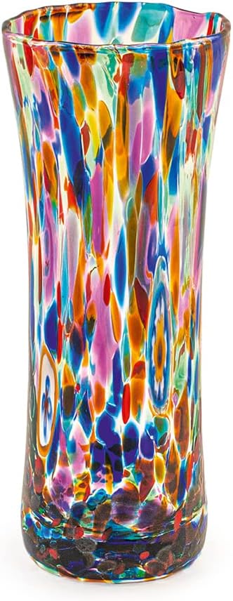 H&H Veneziano Vase in Countersunk Glass, 18 cm, executed According to the Technique of Murano Masters, Hand Made in Italy, Multicolor