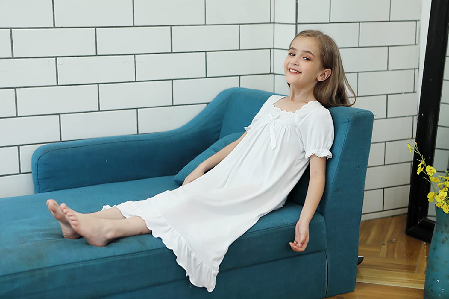 Verve Jelly Camisones para niñas, ropa de dormir de manga corta, cómoda camisa de dormir de princesa, vestido de pijama, vestido de dormir para niña pequeña