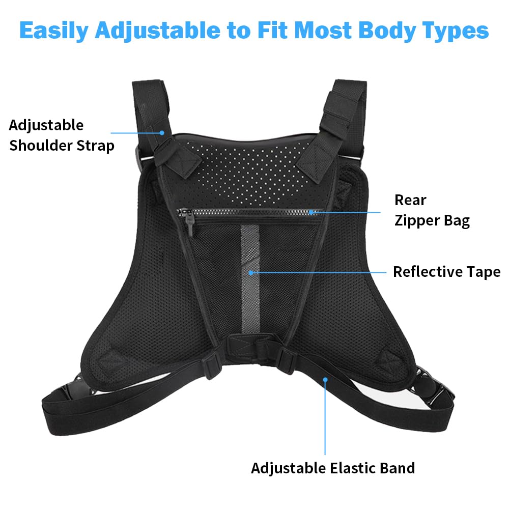 Sac de Poitrine Tactique, Sacoche Gilet Sport Chest Rig Bag Molle Respirant avec Bande Réfléchissante et Crochets Portables pour Les Entraînements, Cyclisme, Randonnée, Chasse