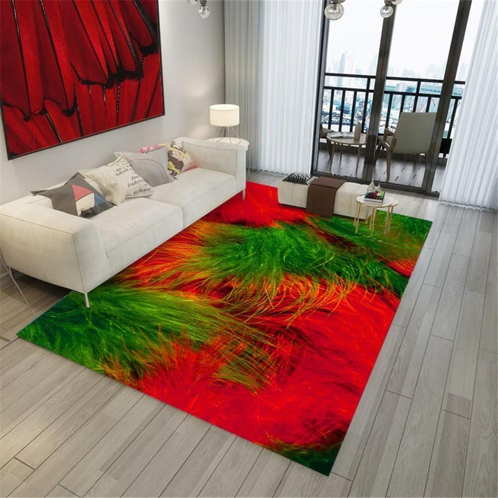 Tapis exterieur lavable en machine et durable rouge rectangulaire