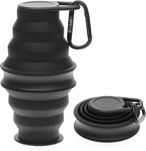 Botella de agua plegable, de silicona de grado alimenticio, portátil, a prueba de fugas, con mosquetón, para viajes, gimnasio, campamento, ligera,