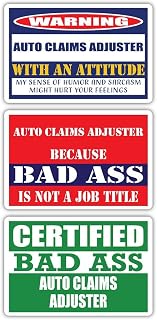 (x3) Certified Bad Ass Auto Claims Adjuster with an Attitude Magnets | Funny Occupation Job Career Gift Idea | Magents Perfect for Cars, Trucks, Toolboxes, Lockers, Fridges