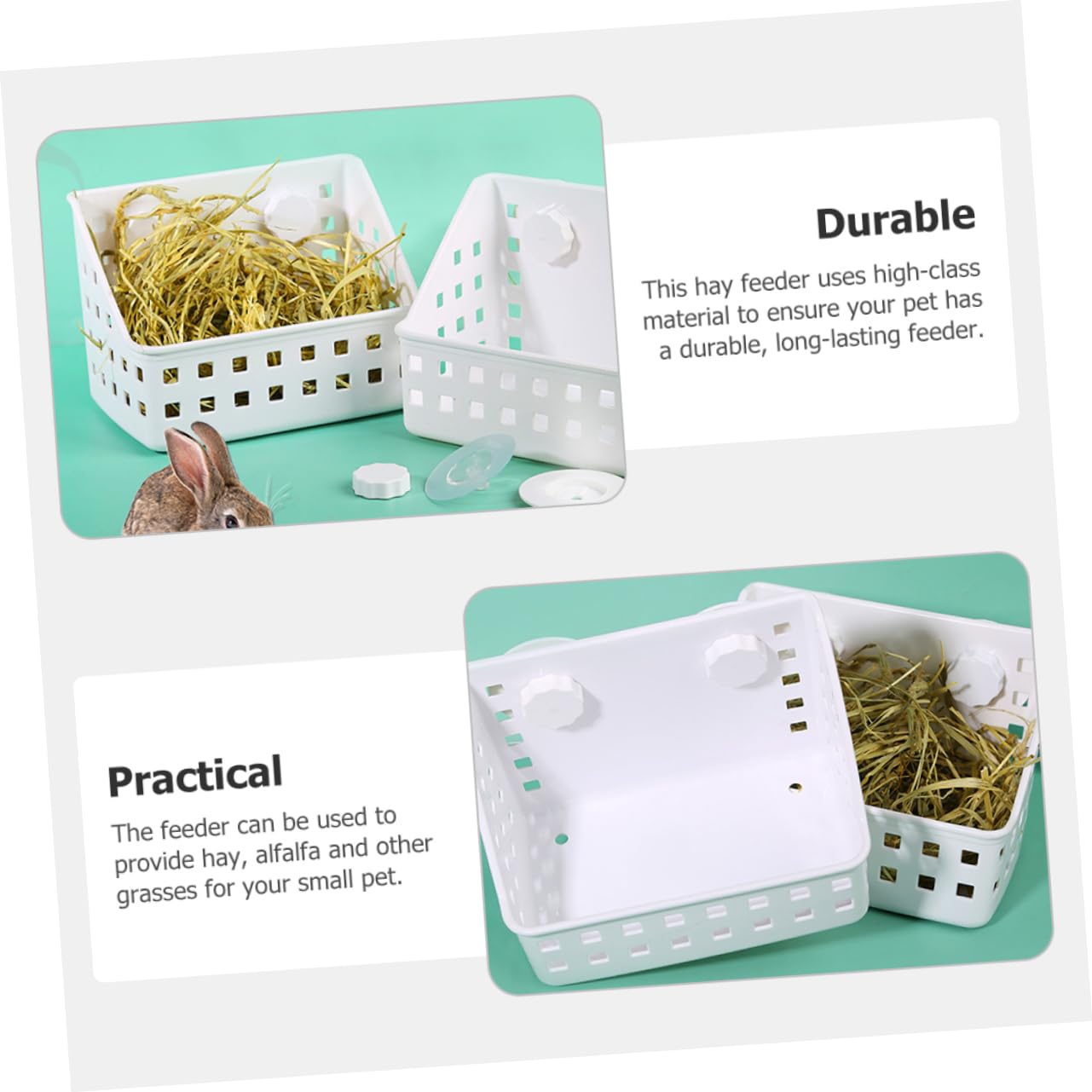 HANABASS 2piezas Comedero De Heno para Conejos y Roedores Alimentador De Plástico Soporte Contenedor De Heno y para Cuyos Chinchillas