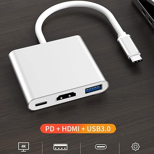 Miniatura 4 de IHAO 3IN1 Multi Puertos Dongle USB Tipo C a HDMI 4K HDUSB 3.0 Transferencia rápida de datos 5GBPSPD 100W Adaptador USB C Cubierta de aluminio de