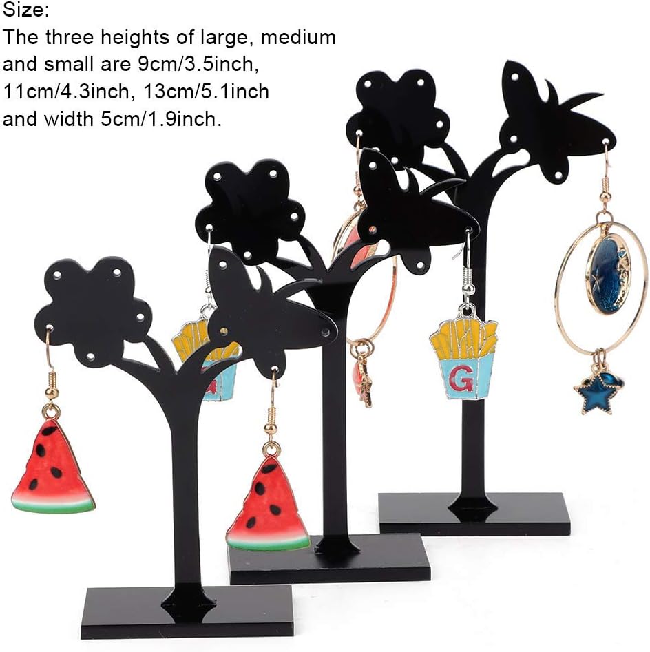 Yctze Three Piece Black Velvet Earring Holder and Jewelry Display Stand for Showcases, Photos and Individual Earring Display (#1)