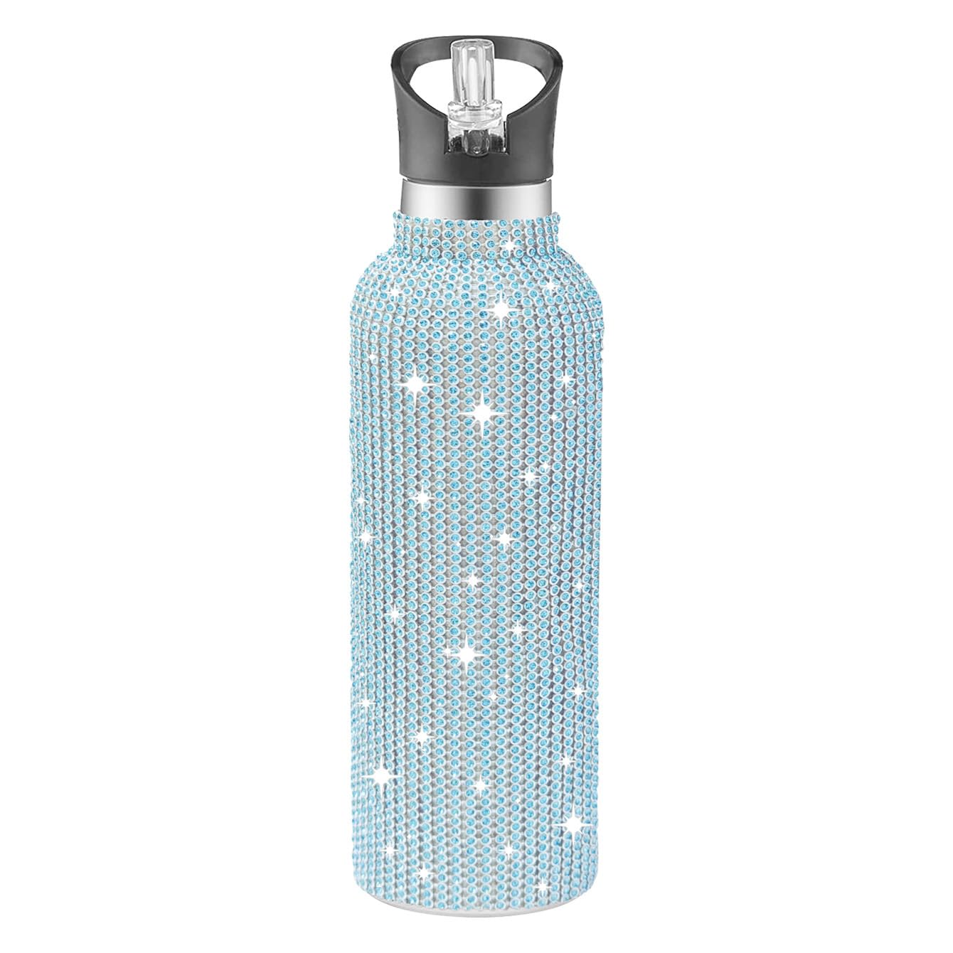 Daofaith 500ml / 17oz Diamond Water Bottle Bling Cup Glitter Water Bottle Rhinestone Dazzling Stainless Steel Insulated Bottle Sparkling Cup Tumbler