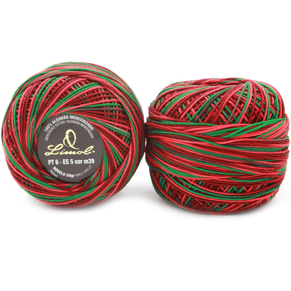 Limol Size 6 Multicolor Tinted 50 Grs 100% Mercerized Crochet Thread Cotton Balls (39)