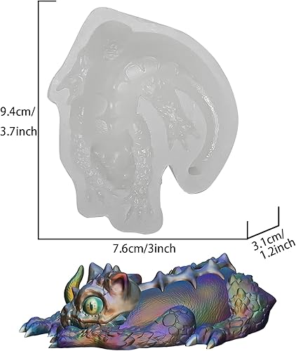 Miniatura 2 de Molde de silicona de resina epoxi 3D de dragón de calavera mágica para manualidades de azúcar de fondant, decoración de pasteles, arcilla
