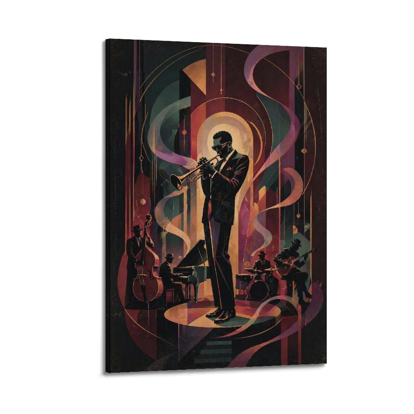 Okngb Frame-Style Vintage Harlem Music Poster Jazz Legendary Trumpeter Decorative Painting Canvas Art Picture 20X30inch(50X75cm)