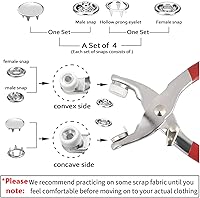 Vista 2 de GTAAOY Juego de 100 botones de metal a presión con alicates de cierre, kit de herramientas de prensa perfecto para manualidades, ropa, sombreros