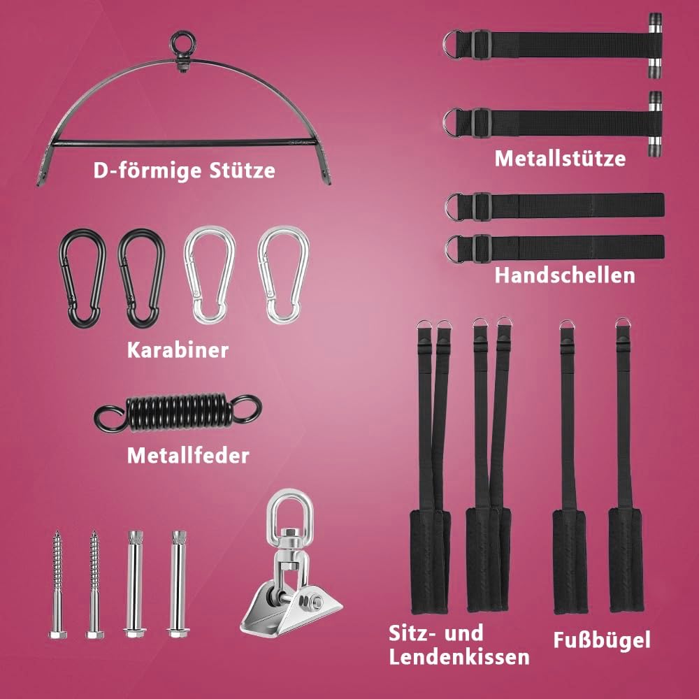 2 in1 Extrem Liebesschaukel Sexschaukel für Decken und Türhängung, Türschaukel Verstellbares Love Swing BDSM Bondage Sexy Schaukel Sexspielzeug für Paare, Belastbar Bis 300kg(Drei Kissen)