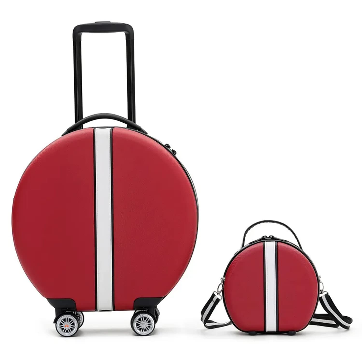 Abs Plastic Rounded Cabin Travel Trolley Hard Luggage Bag - 4 Double Spinner Universal Rolling Wheels Suitcase (Red) 20 Inch, 58 Cm-image-34