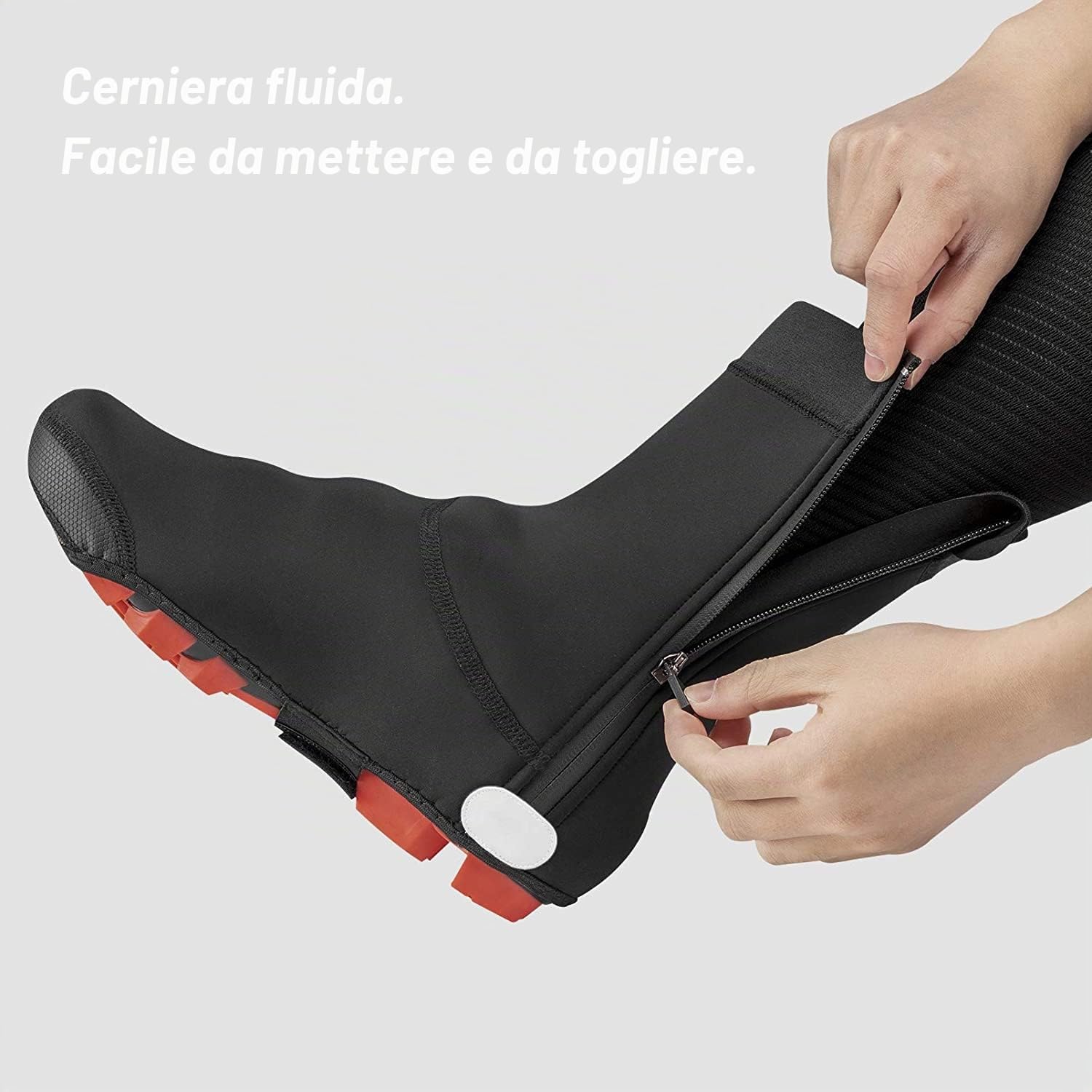 ROCKBROS Coprisacrpe da Ciclismo Invernale Impermeabile, Copri Scarpe Caldo per Bici MTB, Universale Antivento per Inverno, con Pile Interno, Uomo Donna, 3 Taglie M 41/42 L 43/44 XL 45/46