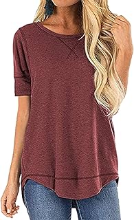 Magliette da Donna Manica Corta con Scollo a Girocollo estive Larghe Magliette Basic Magliette Taglie Forti da Donna Magliette Crewneck Manica Corta Magliette semplici da vestibilità Ampia