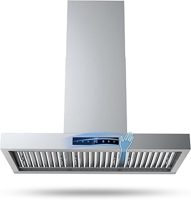 36 Inch Wall Mount Range Hood 1200CFM, 4-Speed Wall Mount Range Hood with Touch Control & Gesture Sensing Stainless Steel Kitchen Stove Vent Hoods with 2 LED Lights Luxury Series