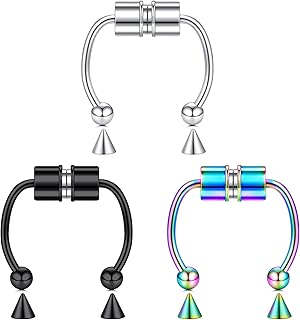 Fake Nose Ring Fake Septum Fake Nose Rings Fake Septum Piercing Magnetic Septum Nose Ring Horseshoe Stainless Steel Faux Non-Pierced Fake Nose Piercings Jewelry