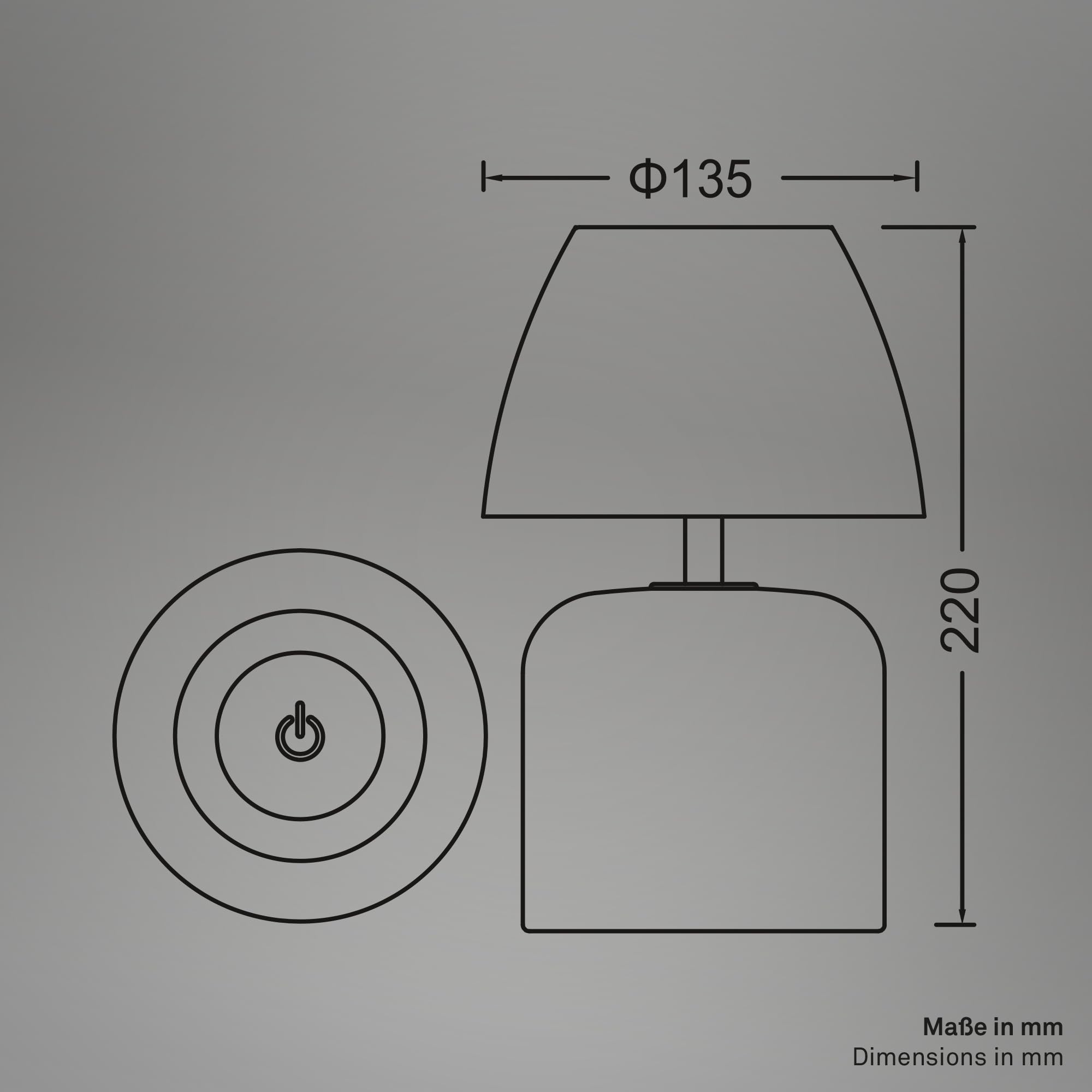 BRILONER - Lampara de mesa sin cable LED IP44 con control táctil, regulable, base de cerámica, lampara mesita noche sin cable, 13,5x22 cm, beige