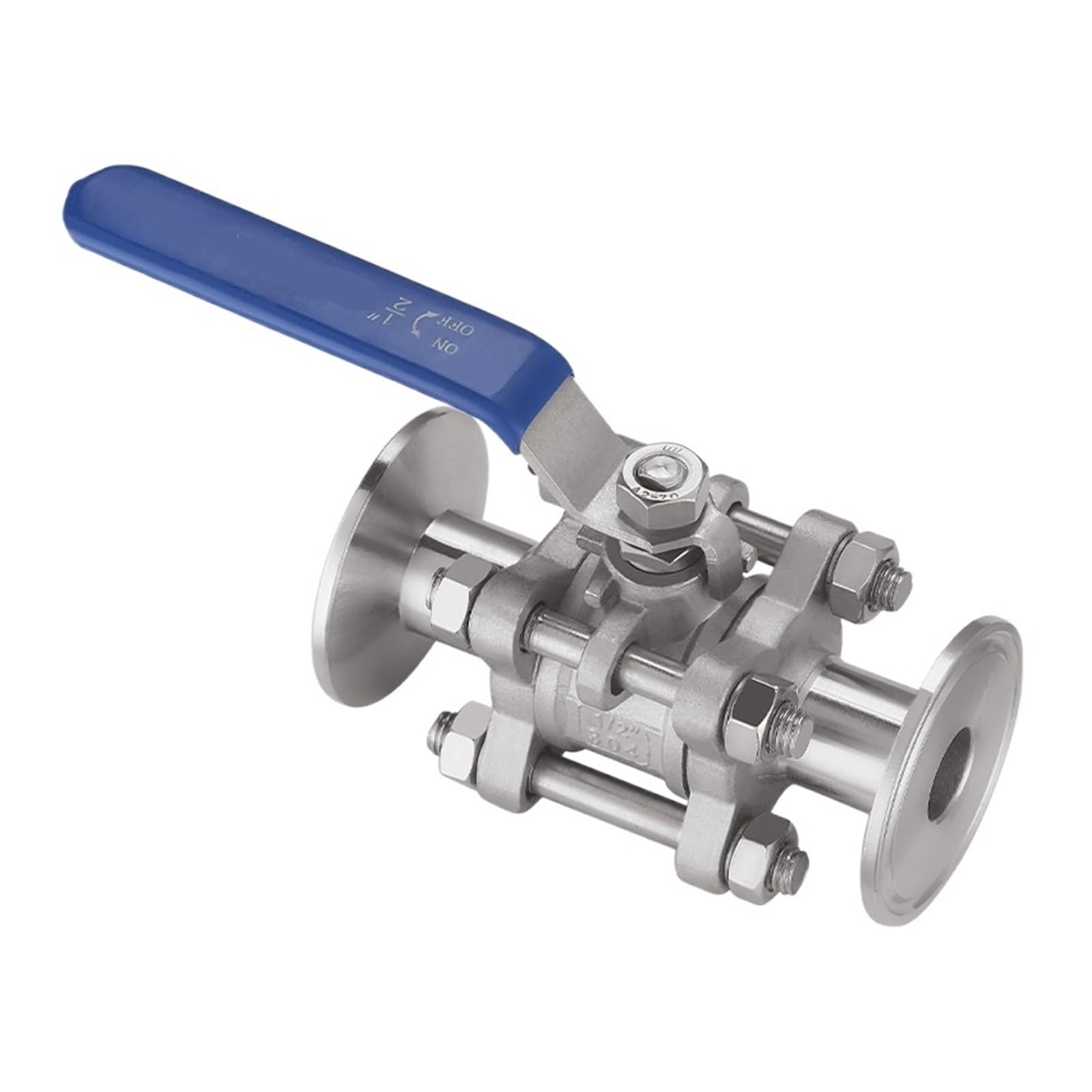 Válvula De Bola 1/2" 3/4" 1" SS304 Acero Inoxidable 3 Válvula De Bola Tipo Virola De Triple Abrazadera De Tres Piezas(3/4")