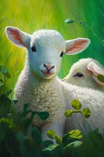 Kits de pintura de diamantes 5D de cabra en pasto natural de pintura de diamante para principiantes, kit completo de pintura de diamante, bordado de