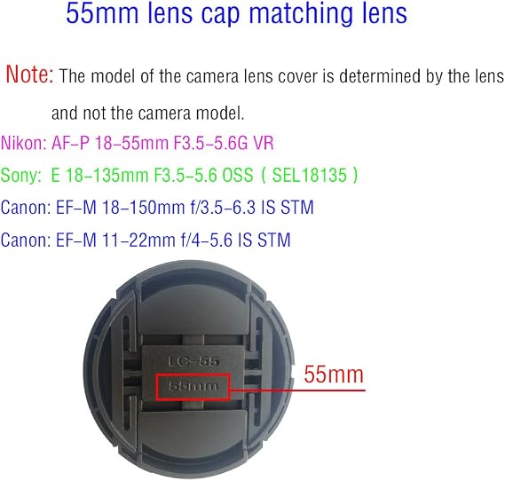 55mm Lens Cap Cover for Sigma 18-50mm F2.8 DC DN,Sigma 56mm f/1.4 DC DN,Sony FE 35mm F1.8,FE 28-70mm f/3.5-5.6 OSS Kit Lens 55mm Filter Thread [2 Pack]