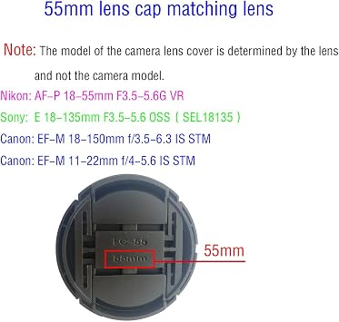 55mm Lens Cap Cover for Sigma 18-50mm F2.8 DC DN,Sigma 56mm f/1.4 DC DN,Sony FE 35mm F1.8,FE 28-70mm f/3.5-5.6 OSS Kit Lens 55mm Filter Thread [2 Pack]