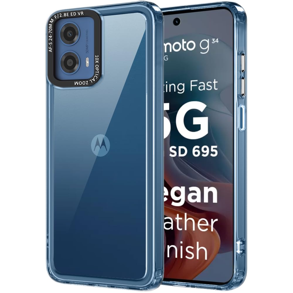 TheGiftKart Hybrid Shockproof Back Cover Case for Motorola Moto G34 / G45 5G | Stylish Camera Border | Plated Buttons | Crystal Clear Hard Back Cover for Moto G34 / G45 (TPU & PC, Transparent Bumper) (B0D6BKJ1RF) Amazon Price History, Amazon Price Tracker