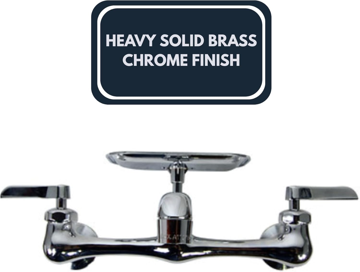Nantucket Sinks Wall Mount Faucet – 8 Inch Center Wall Mount Bathroom Faucet, Soap Dish & Center Hole Cover, for Utility or Laundry Room, Solid Brass, Chrome Finish CIF-2H-HC