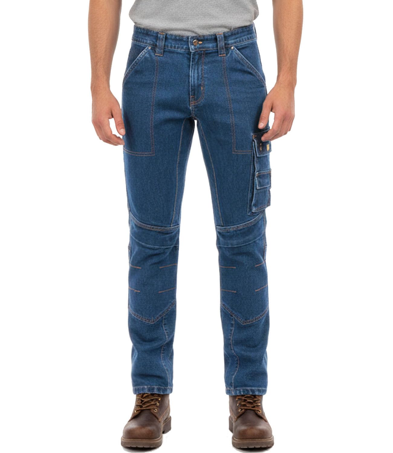 ALF.GERMANY Arbeitsjeans Herren – Robuste Denim Arbeitshose mit Cargotaschen, Multifunktion & Kniepolstertaschen, Cargo Combat Workwear