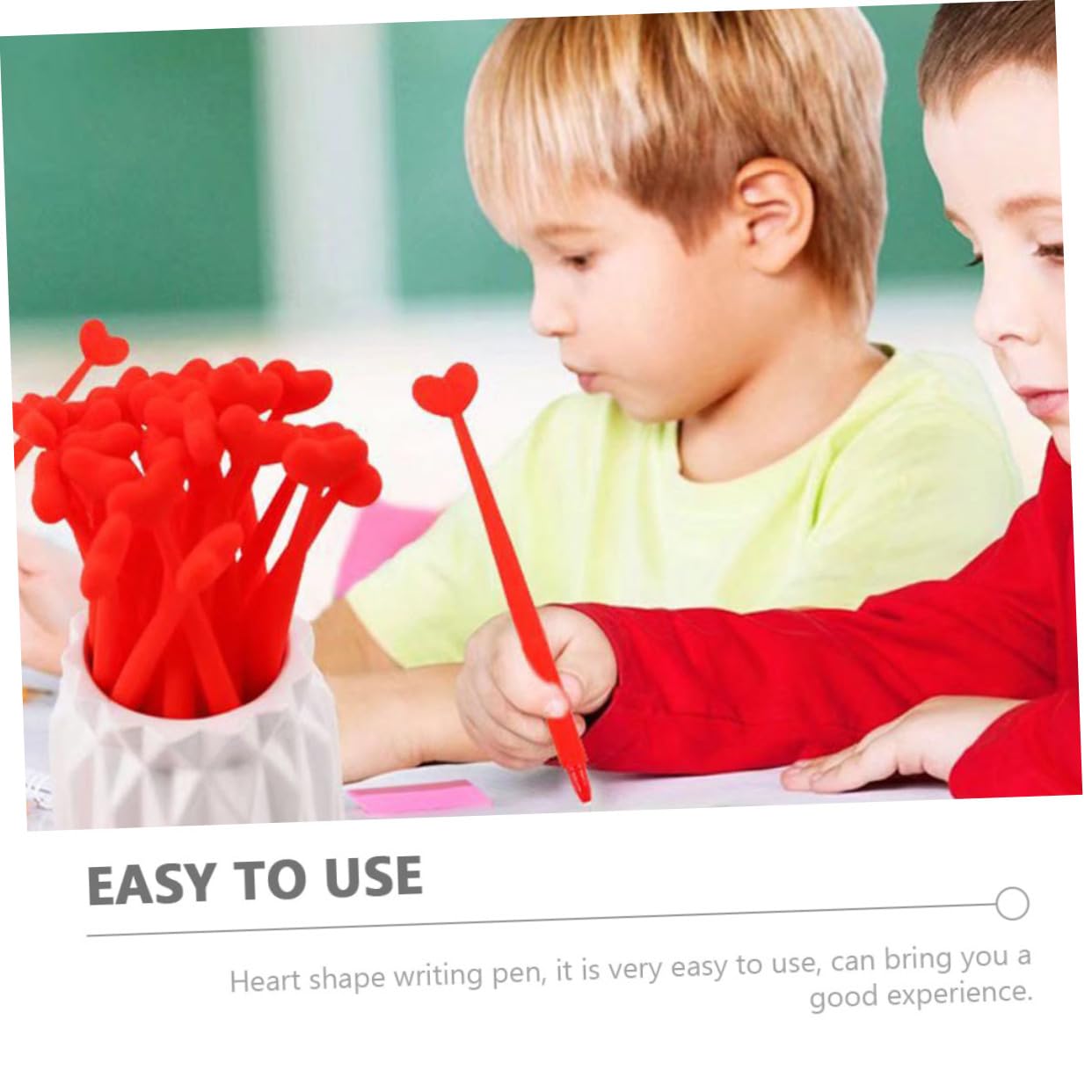 Angoily Penne Gel Set 10 Penne a Forma di Cuore in Plastica Rosse Leggere e Fluide Stile per Studenti, per Scrivere e Prendere Appunti