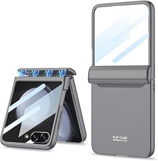 BAILI Capa para Galaxy Z Flip 5, proteção total de 360° para Galaxy Z Flip5 com dobradiça de atração magnética, película de tela pequena anexada, capa grande para Samsung Galaxy Z Flip5-cinza
