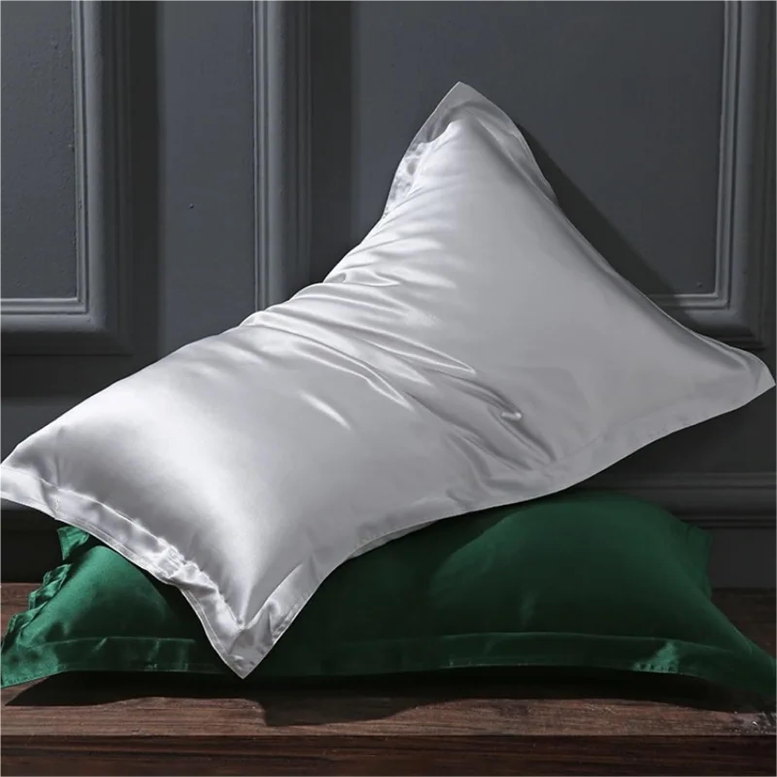 Funda de Almohada 19MM, 1 Unidad, Funda Seda Morera en Ambos Lados, sobre, Colores Lisos, cómoda y Transpirable(Champagne,51x91 cm)