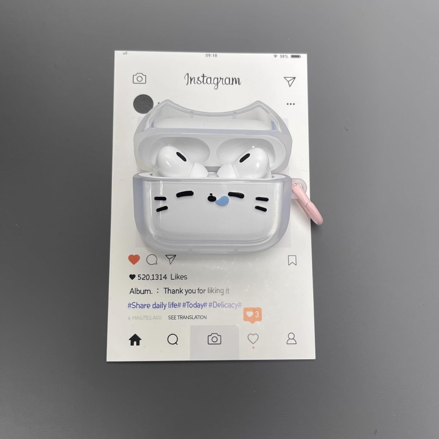 Transparent Clear Earphone Case for AirPods 4, Cute Lovely Cat Face Soft TPU Silicone Case, Kitty Ear AirPods 4 Cover Protective Skin Shockproof Protector for iPod Earbuds -Sleeping Cat - Image 6