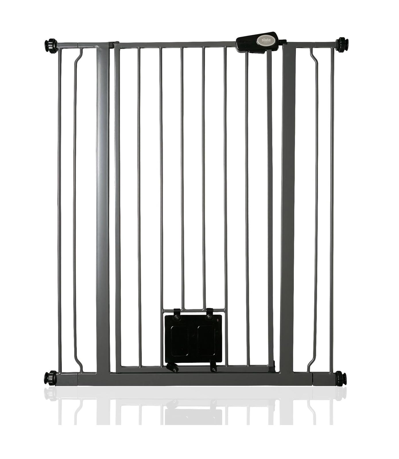 Bettacare Slate Grey Pet Gate With Lockable Cat Flap, 87.9Cm - 95.5Cm, 104Cm In Height, Extra Tall Dog Safety Barrier With Cat Flap, Easy Installation
