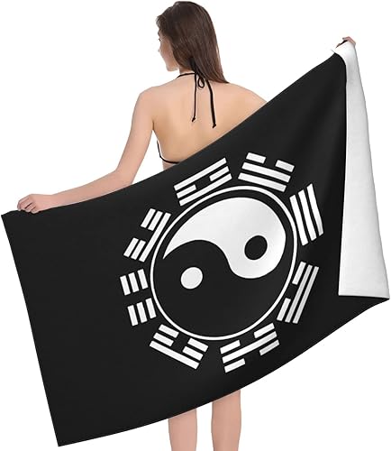 Miniatura 3 de Byoblu Toalla de playa de taoísmo Zen Tai Chi Yin Yang - Toalla de baño absorbente de gran tamaño, súper 32 x 52 pulgadas