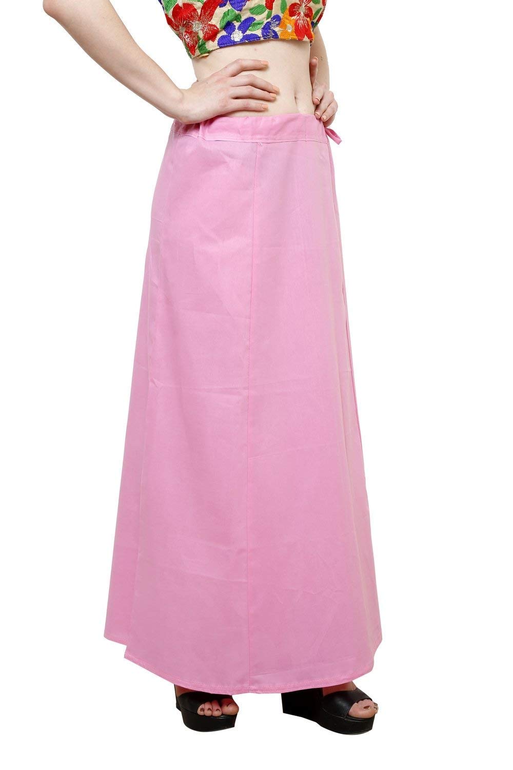 Women's Cotton Plain Readymade Saree Petticoats (Light Pink, 40W x 30L)-image-17