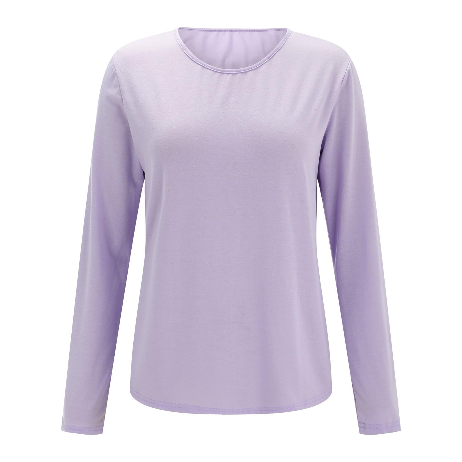 Generisch Pijama largo a cuadros para mujer, cuello redondo, otoño e invierno, pijama de tallas grandes, monocolor, traje holgado, ligero, ropa de salón, ropa de casa, traje de ocio ancho con arco