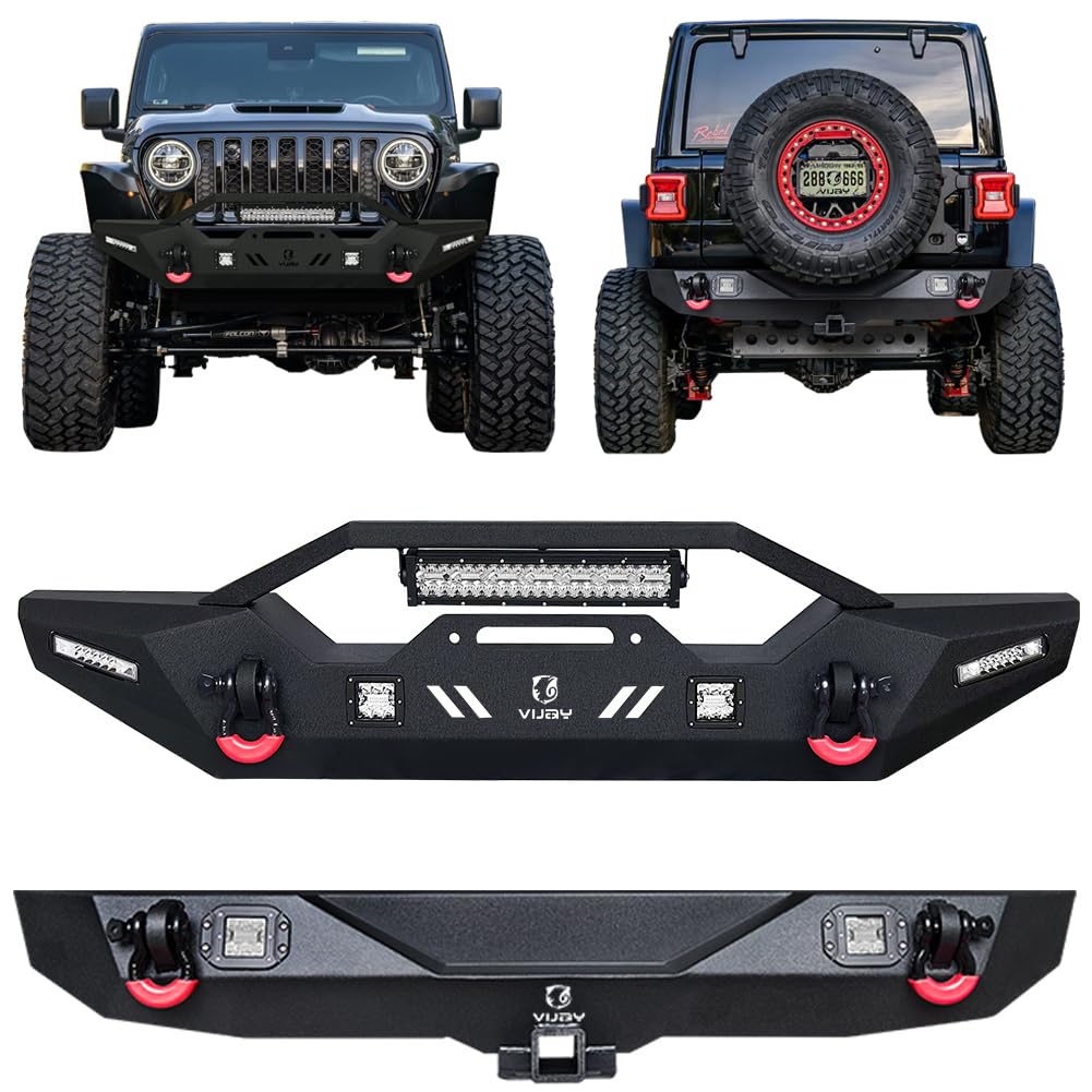 Vijay Front and Rear Bumper Compatible with 2018-2024 Wrangler JL/JLU