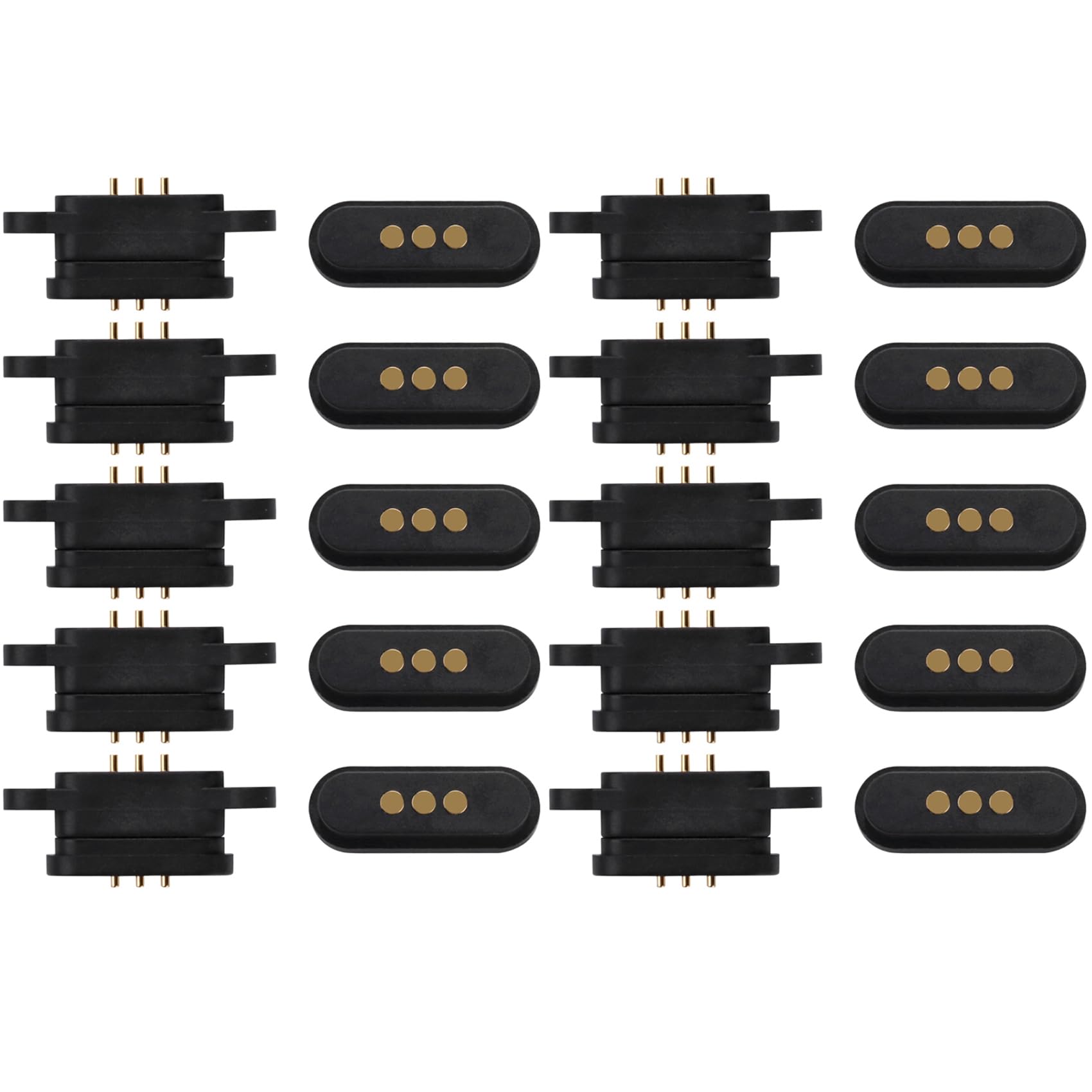 10 Pares de magnéticos Cargados por Resorte, Conector de 3 Posiciones, cuadrícula, Medida de 2,3 mm, Agujeros de Paso, Macho y Hembra