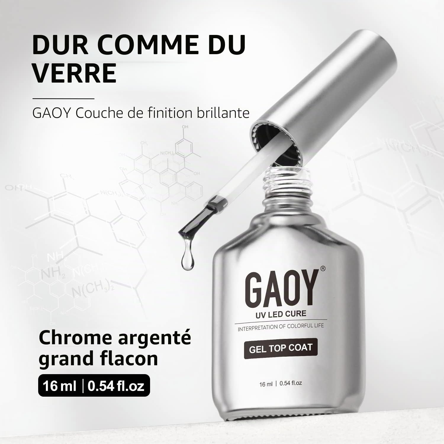 GAOY Lot de 2 couches de couche de finition et de base en gel verre, 16 ml, combinaison de fond de teint sans essuyage pour vernis à ongles UV Light Cure