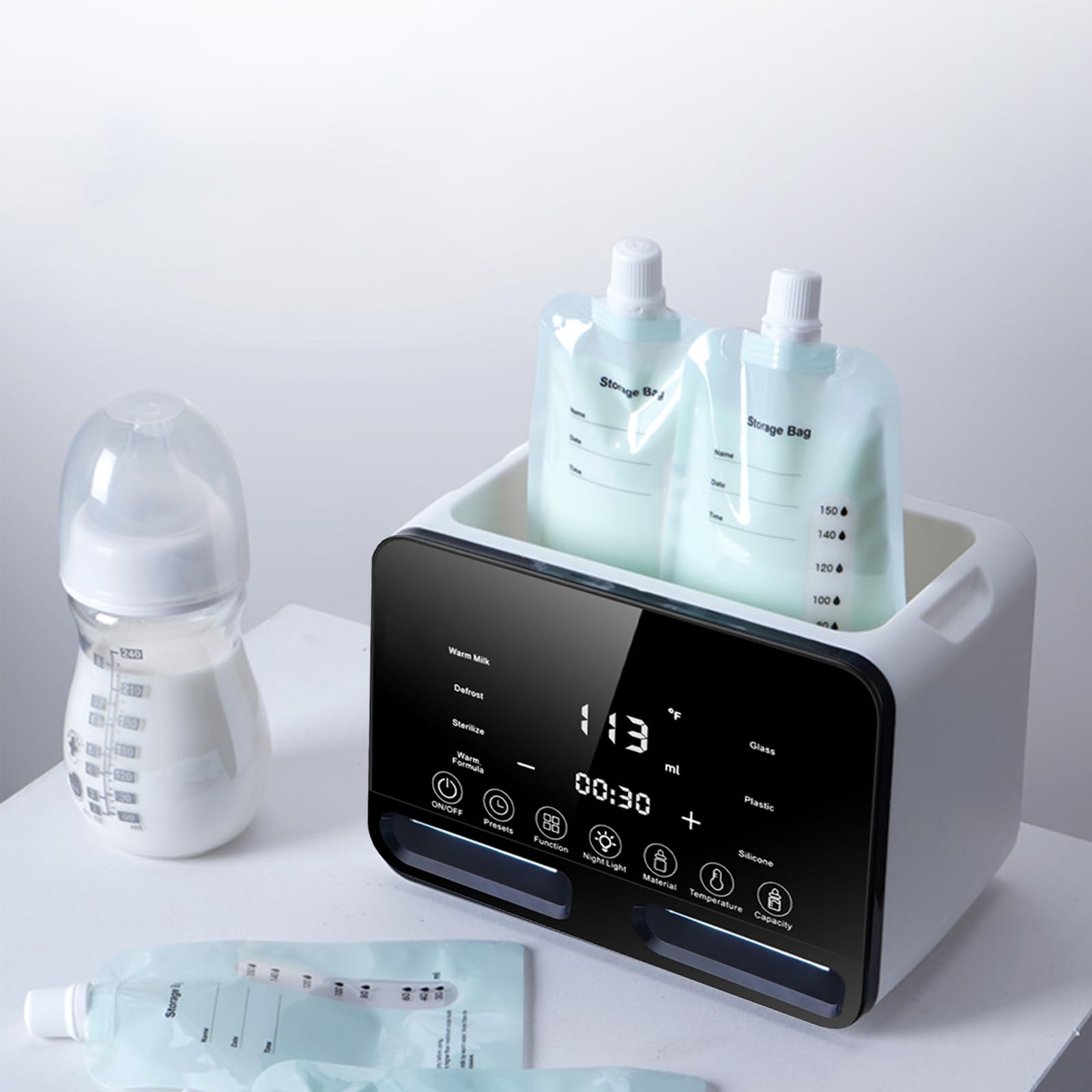 Flaschenwärmer baby,10 in 1 Babyflaschenwärmer,Schneller Babymilchwärmer mit Präzise Temperaturregelung & LED-Display, Babykostwärmer für Muttermilch,Dämpfen Reinigen Milchflasche