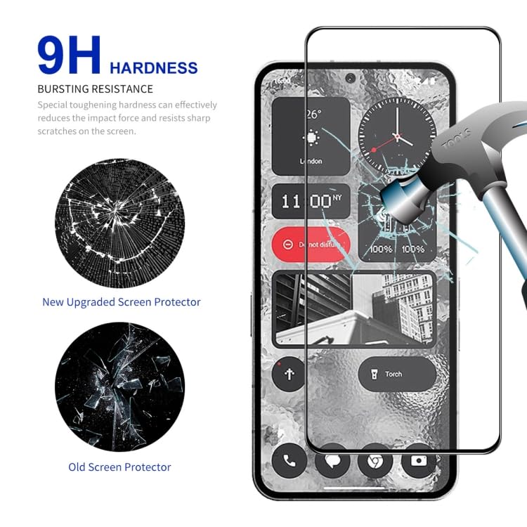 Image of Casodon Tempered Glass Screen Protector Guard for Nothing 2 /Nothing Phone 2 5G (Black) Full Screen Coverage with Easy Installation Kit