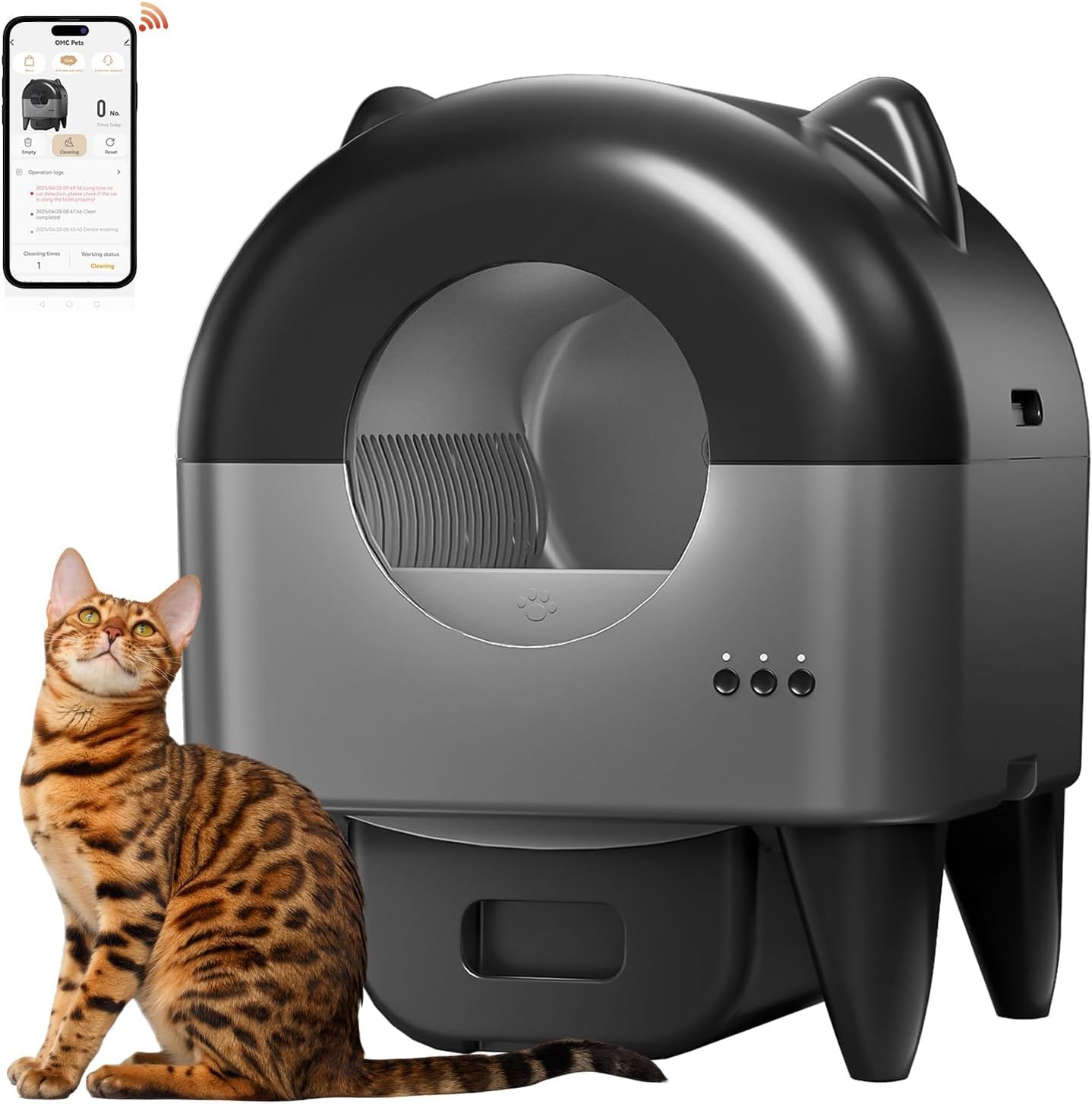 Amazon | 全自動猫トイレ 6色のライト搭載,猫トイレ自動,110L の大容量