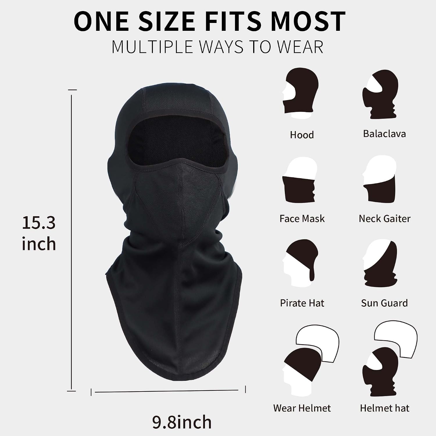 Face Mask Helmet-Friendly Balaclava, UV Protection Dustproof Windproof Full Face Cover for Men Women Outdoors, Cycling&Hiking
