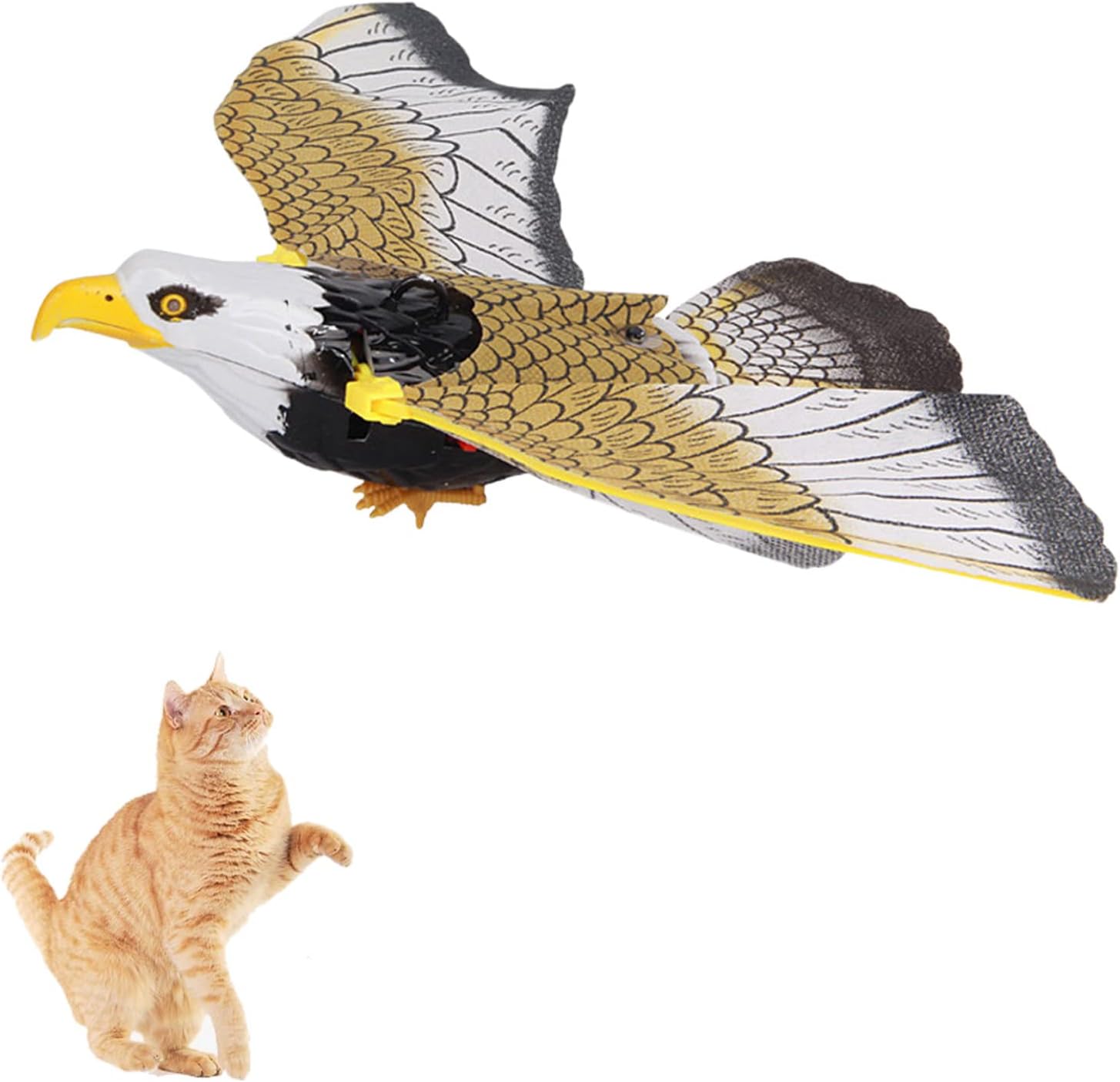 Interactive Cat Toy With Sound And Light, Electric Eagle Parrot Cat Toy For Indoor Kitten Pets, Battery Powered Flying Interactive Cat Toy Hanging Teaser And Exerciser For Kitten, Happy Time For Cats